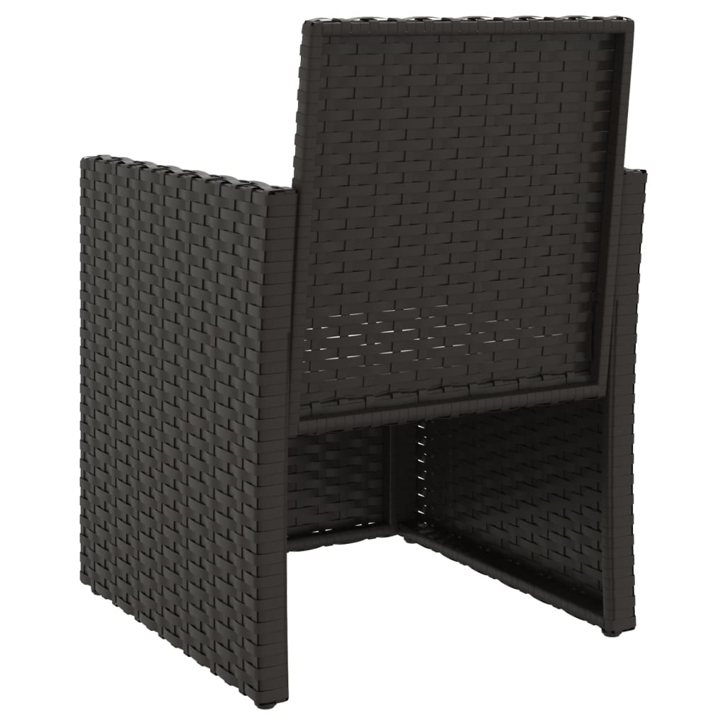 3 Piece Outdoor Sofa Set with Cushions Black Poly Rattan