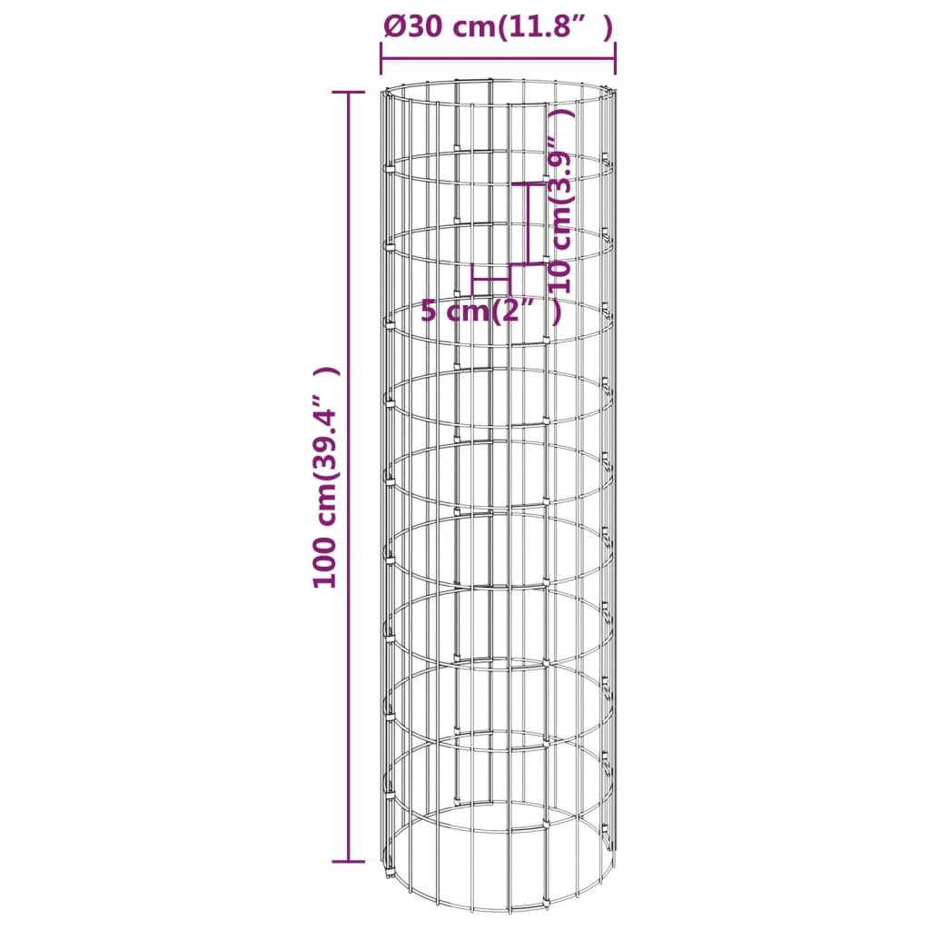 Circular Gabion Pole Galvanised Steel ?0x100 cm