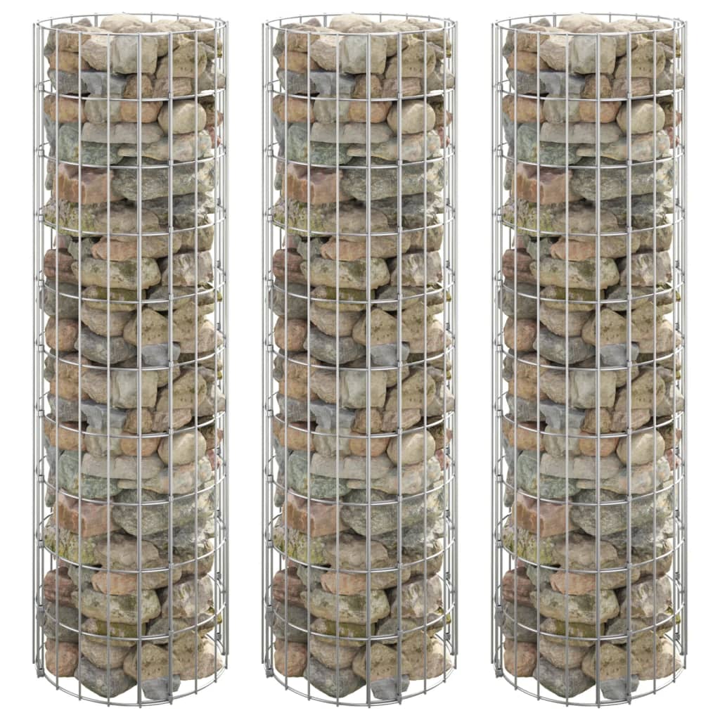Circular Gabion Raised Beds 3 pcs Galvanised Steel Ø30x100 cm