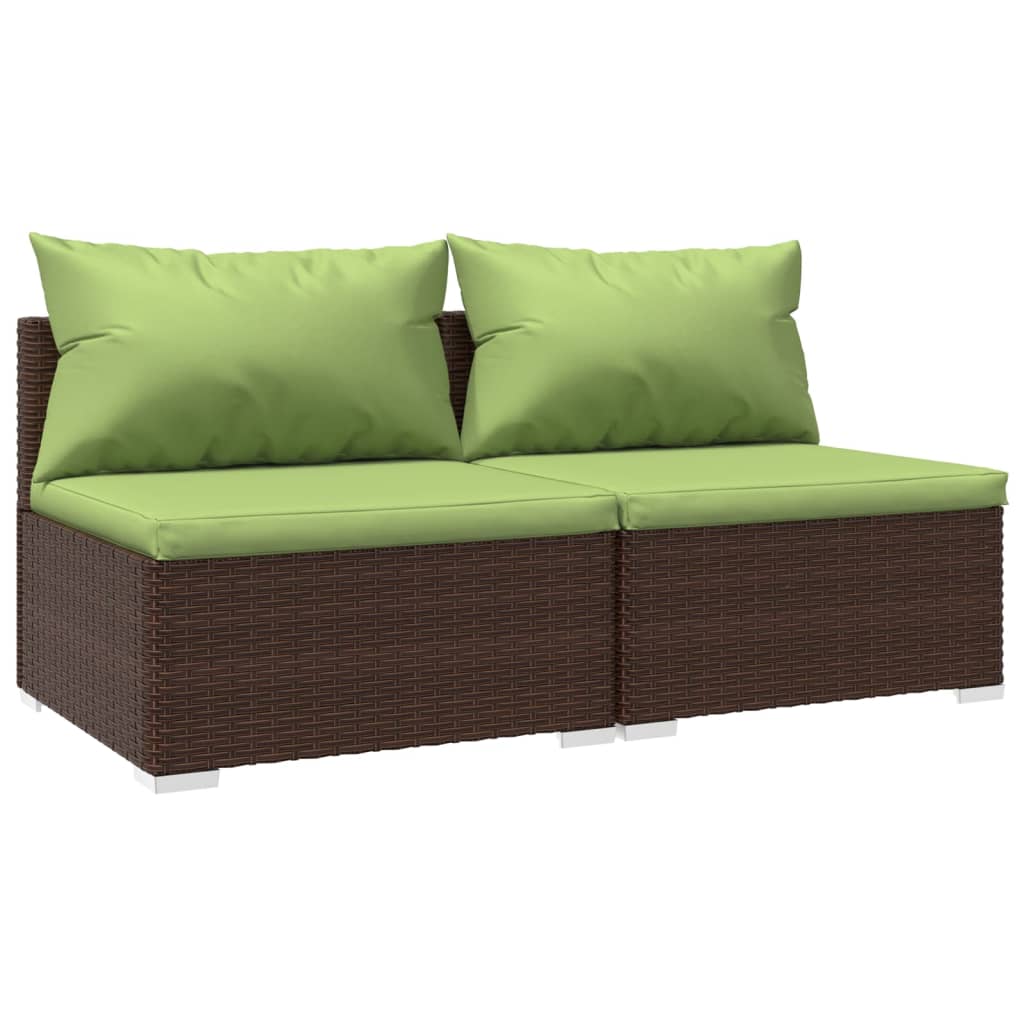 2 Piece Garden Lounge Set with Cushions Poly Rattan Brown