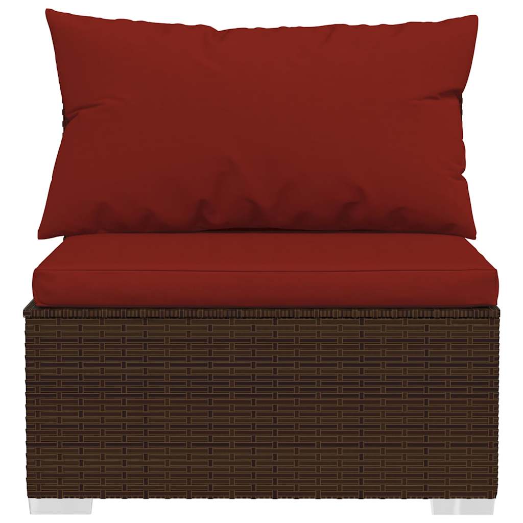 3 Piece Garden Lounge Set with Cushions Poly Rattan Brown