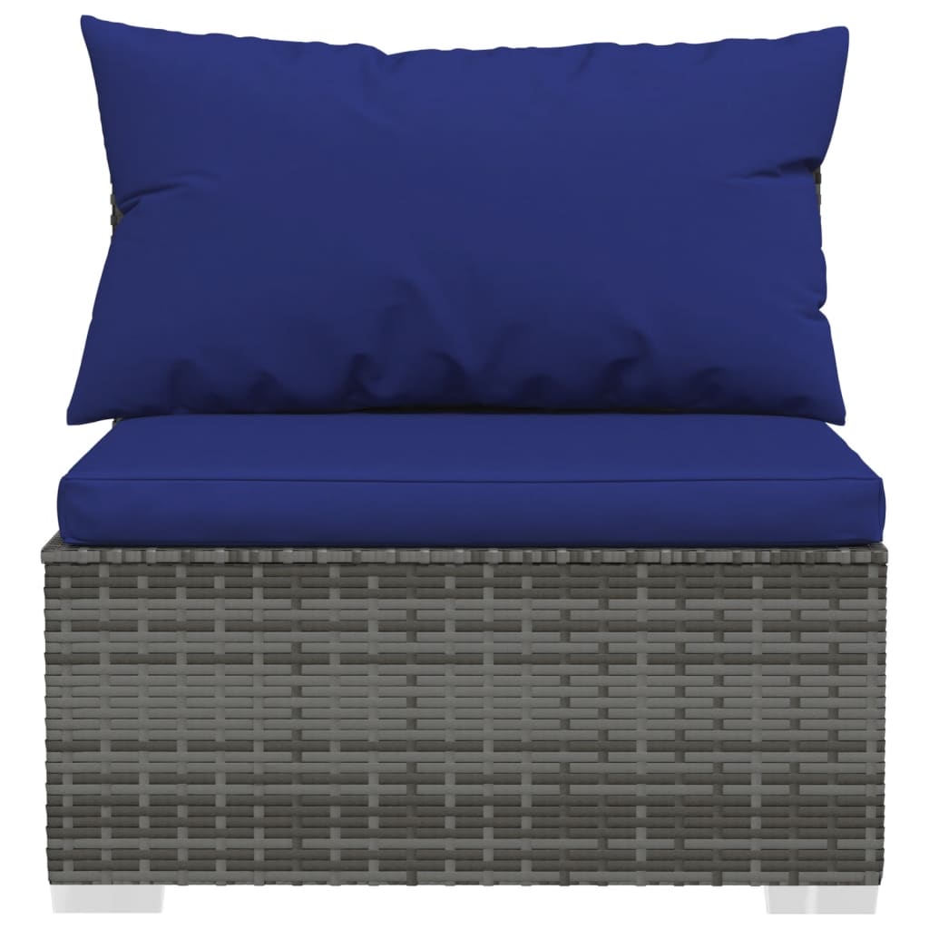 4 Piece Garden Lounge Set with Cushions Poly Rattan Grey