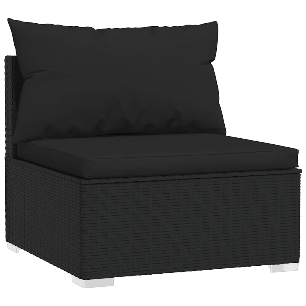 5 Piece Garden Lounge Set with Cushions Poly Rattan Black