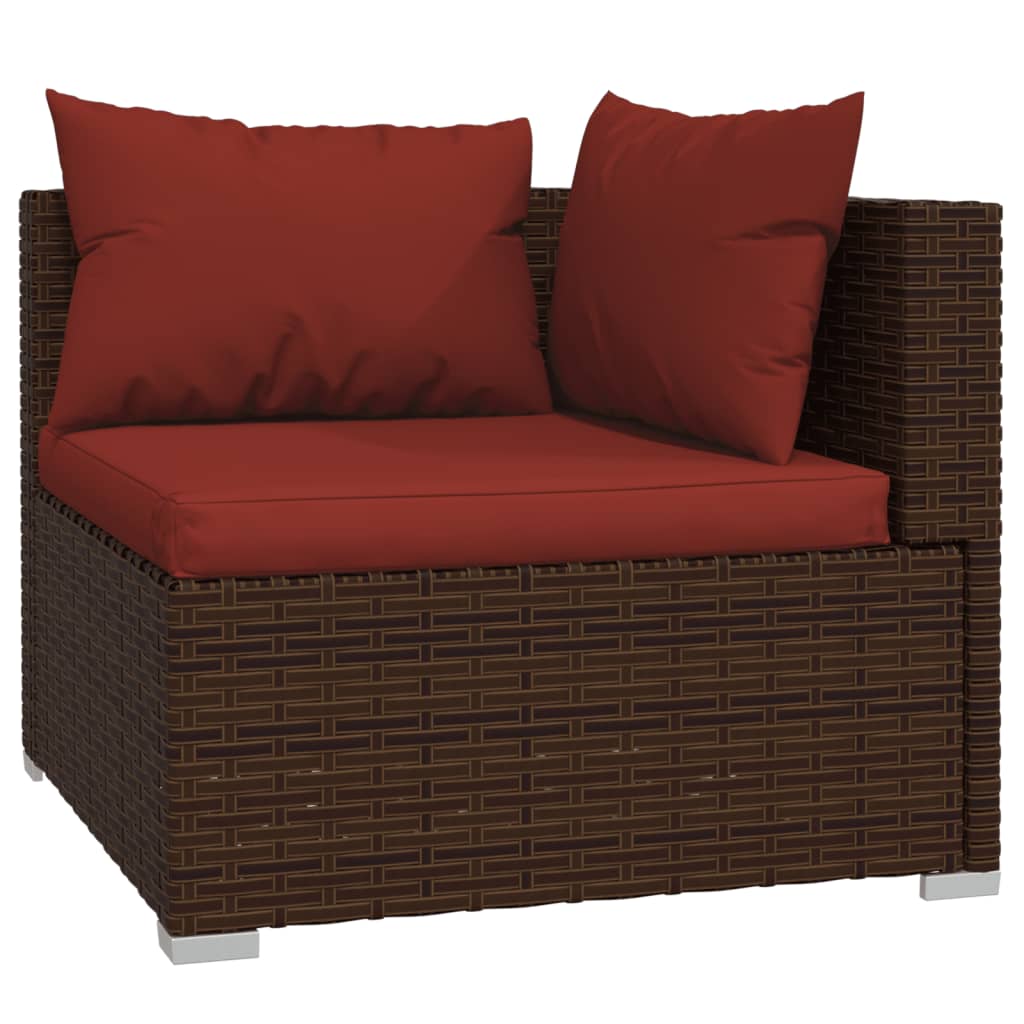 9 Piece Garden Lounge Set with Cushions Poly Rattan Brown
