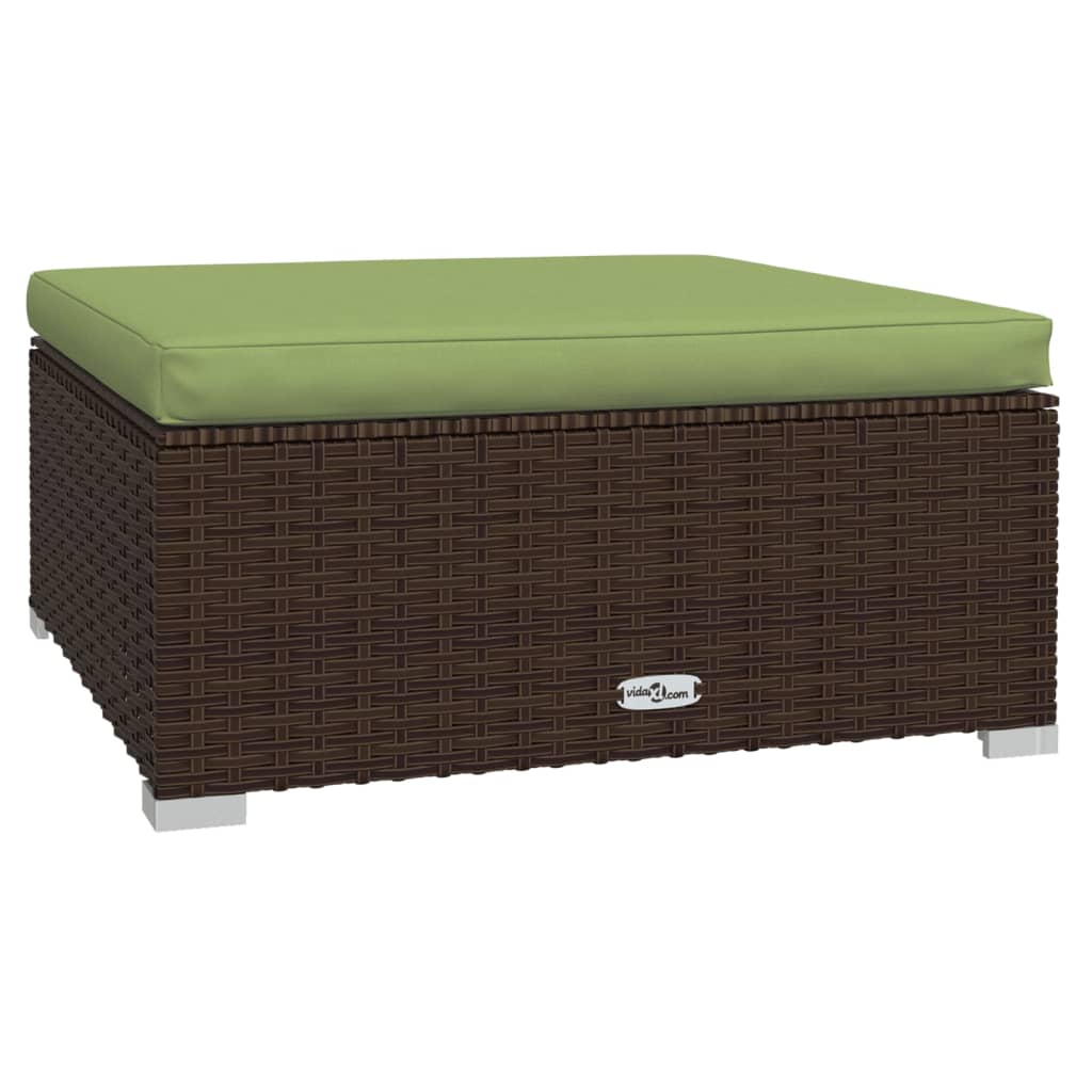 9 Piece Garden Lounge Set with Cushions Poly Rattan Brown