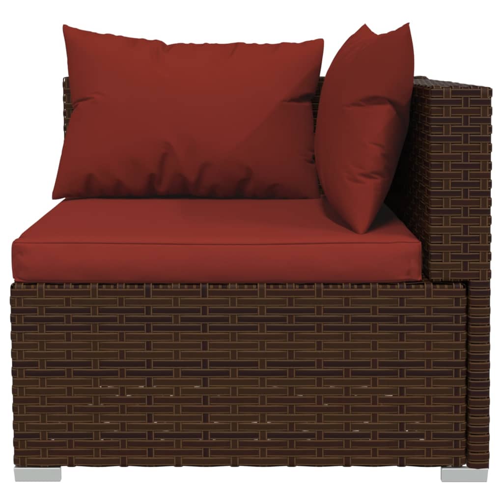 12 Piece Garden Lounge Set with Cushions Brown Poly Rattan