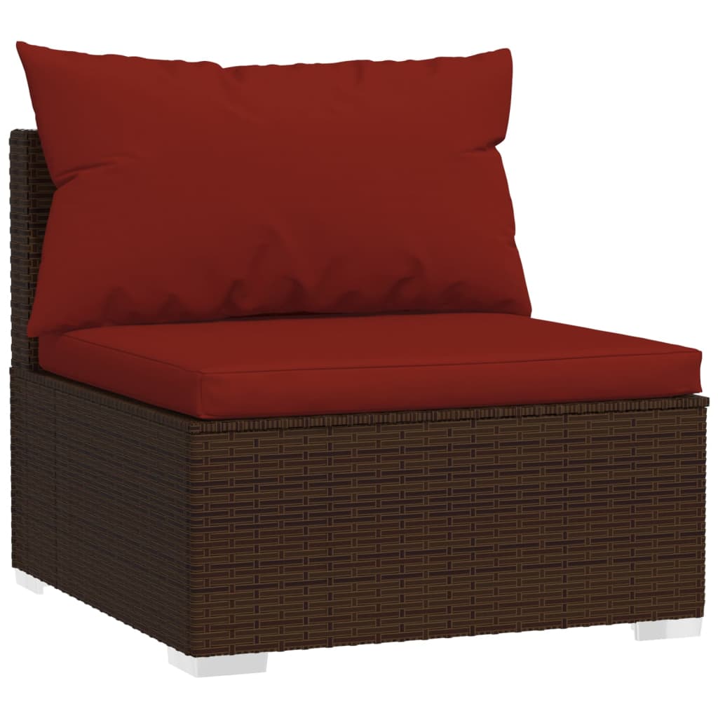 13 Piece Garden Lounge Set with Cushions Brown Poly Rattan