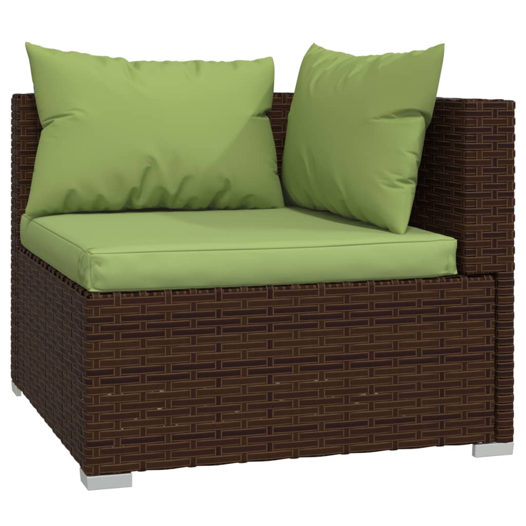 14 Piece Garden Lounge Set with Cushions Brown Poly Rattan