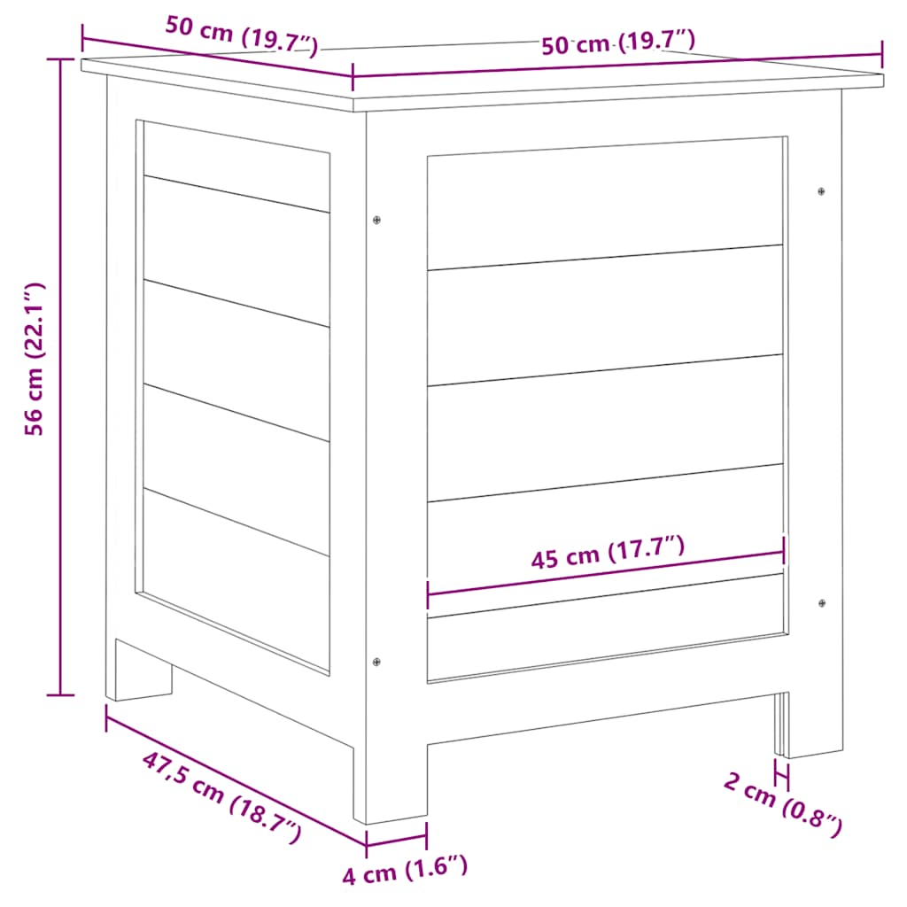 Outdoor Cushion Box 50x50x56 cm Solid Wood Fir