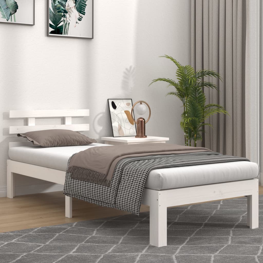 Bed Frame without Mattress White 90x190 cm