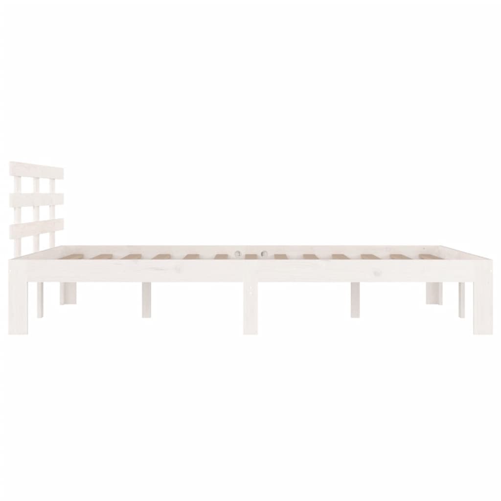 Bed Frame without Mattress White Solid Wood 150x200 cm