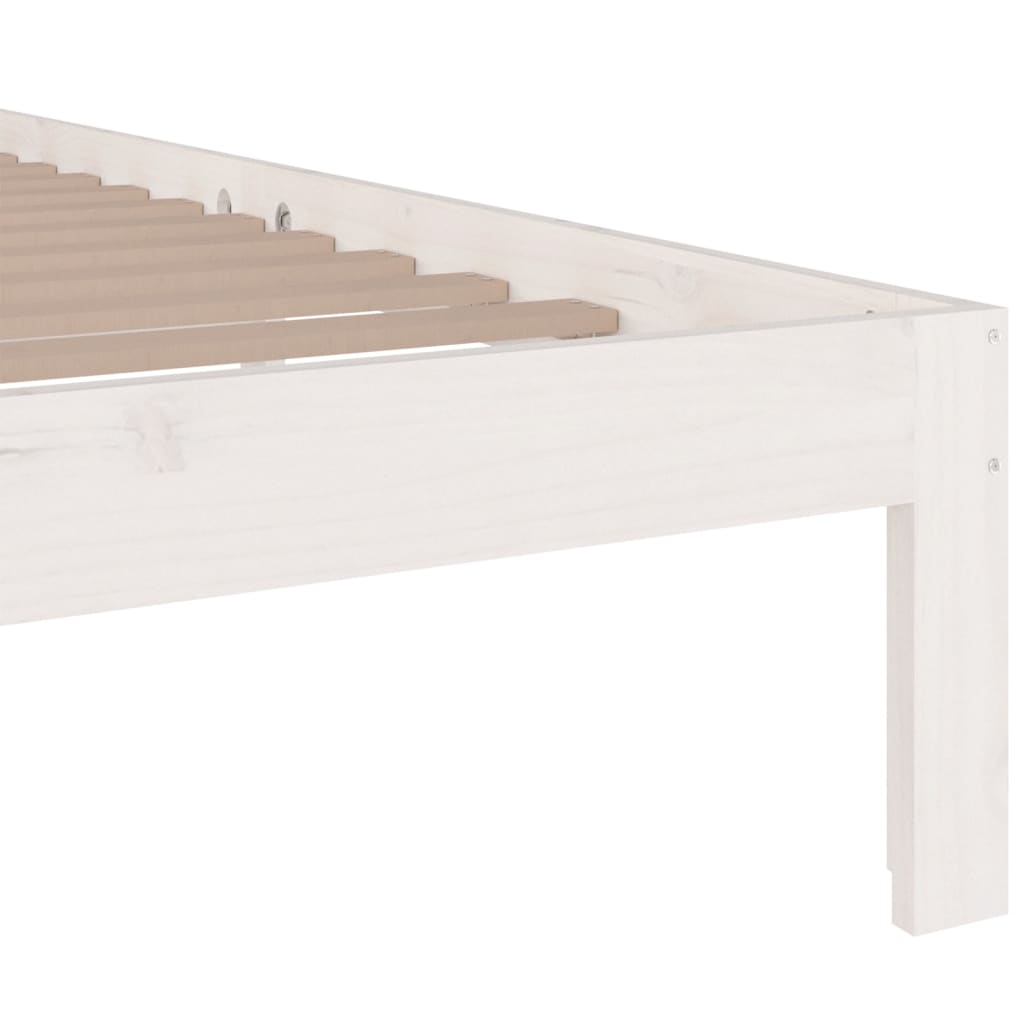 Bed Frame without Mattress White Solid Wood 150x200 cm