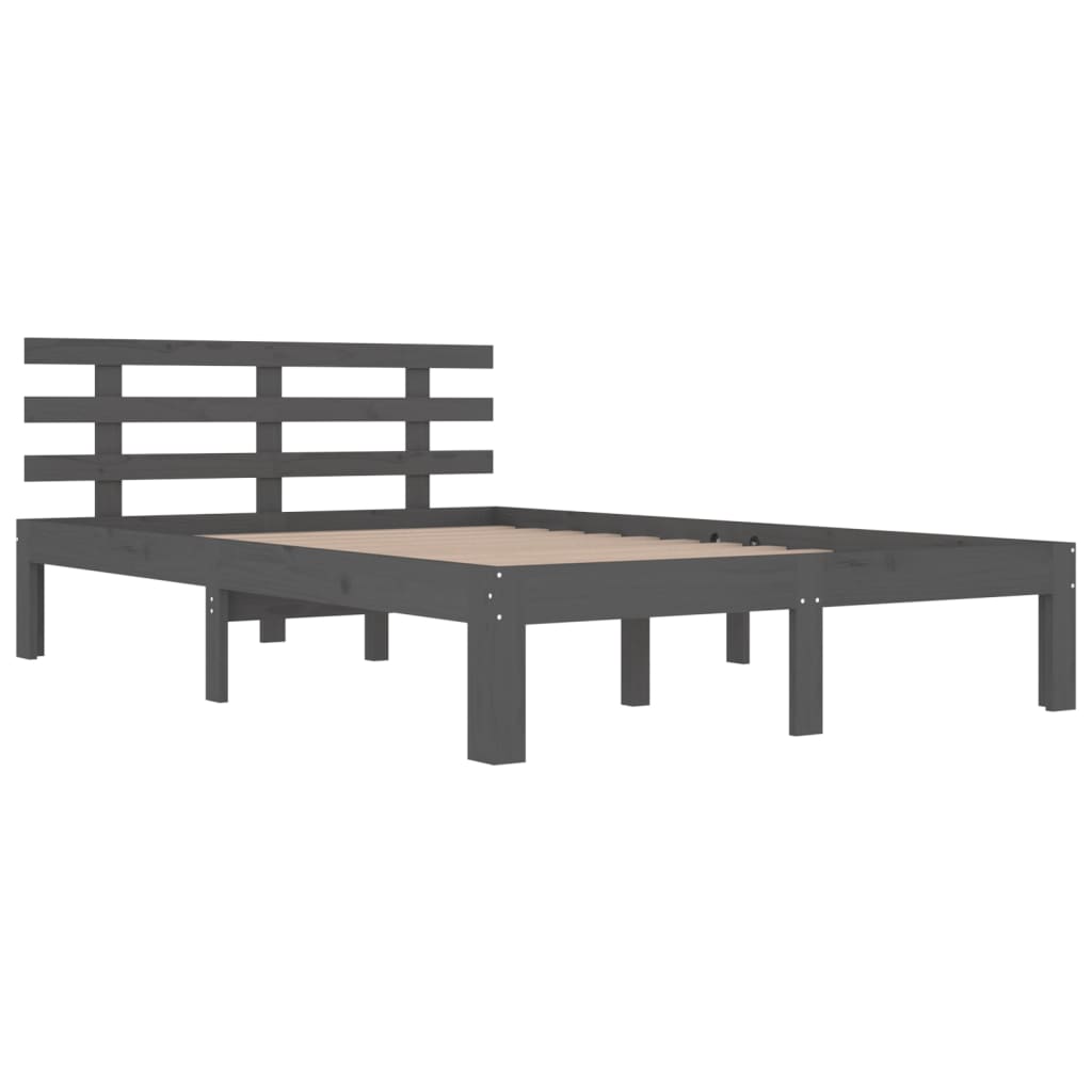 Bed Frame without Mattress Grey Solid Wood 150x200 cm