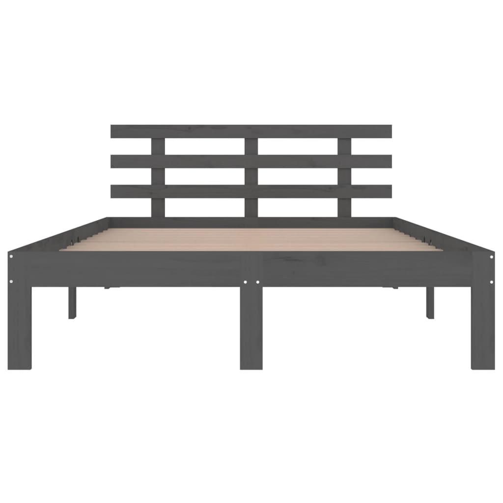 Bed Frame without Mattress Grey Solid Wood 150x200 cm