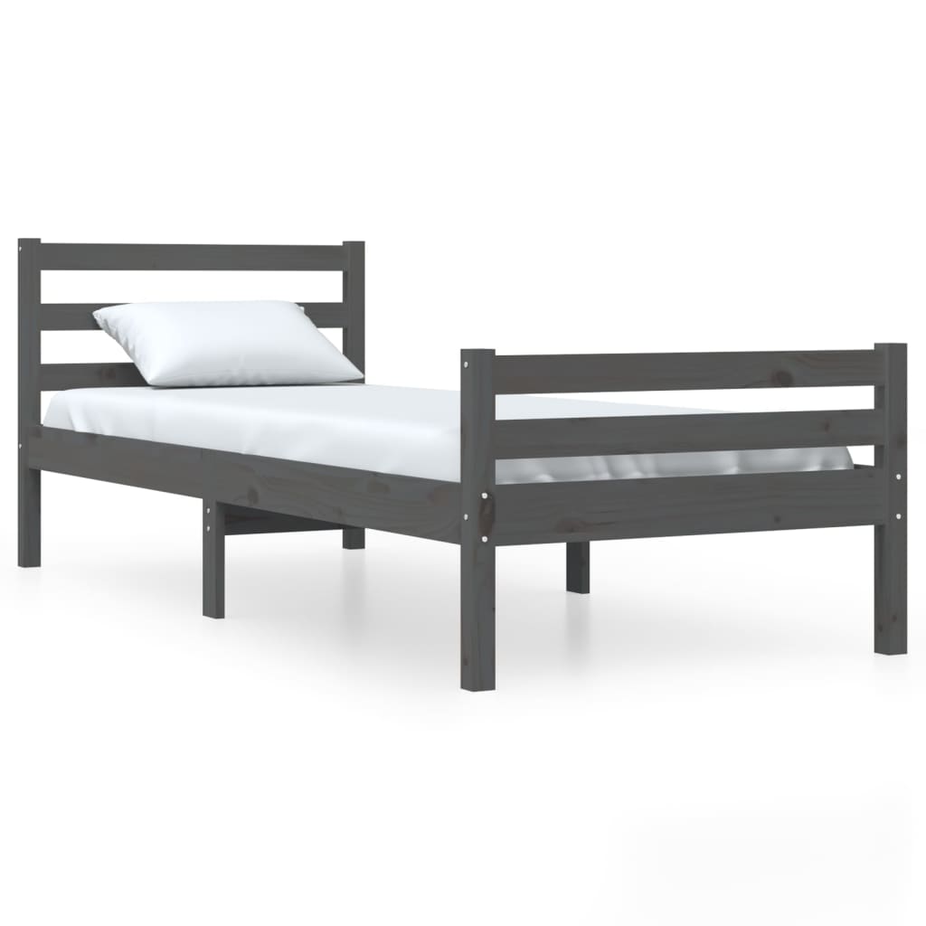 Bed Frame without Mattress Grey Solid Wood 90x190 cm