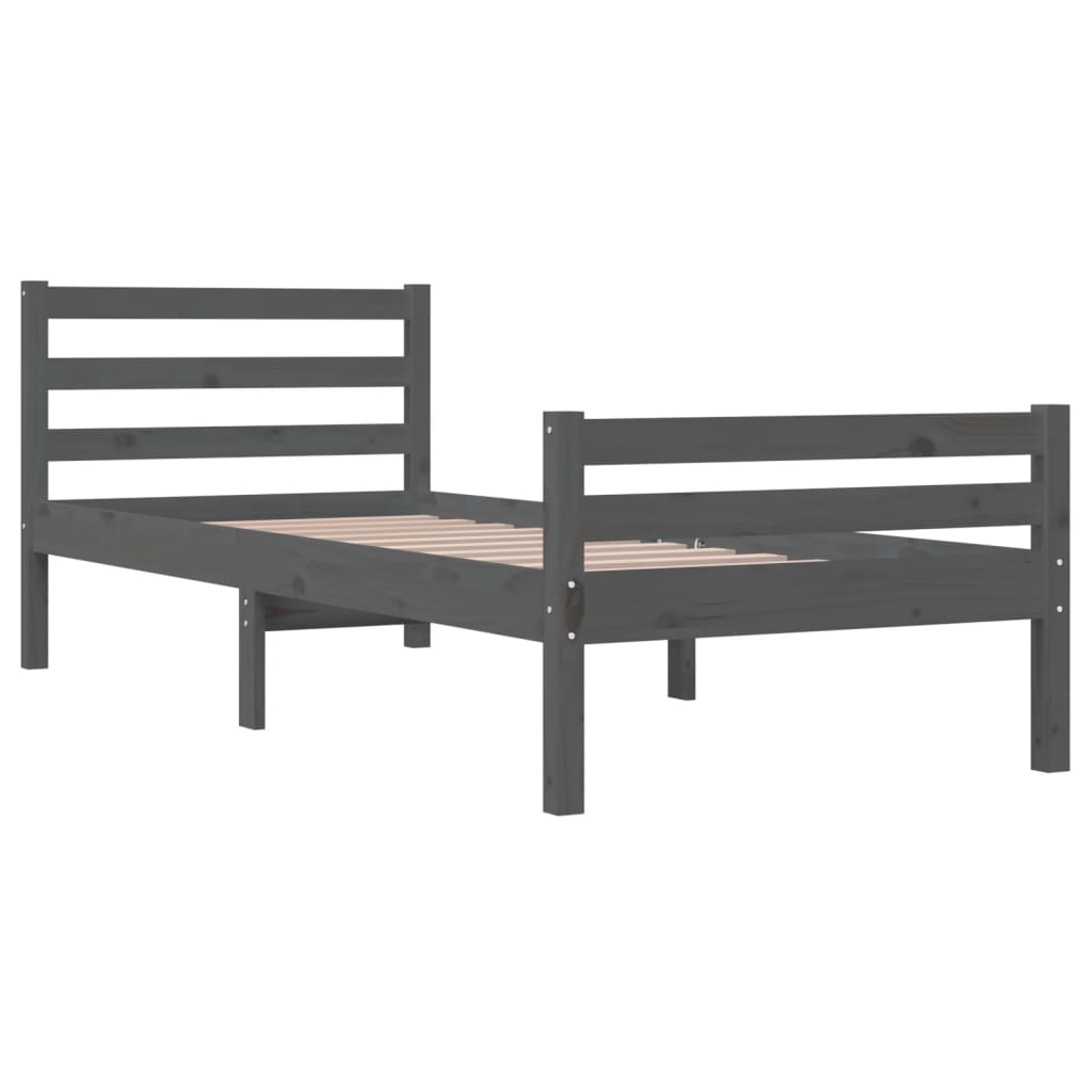 Bed Frame without Mattress Grey Solid Wood 90x190 cm
