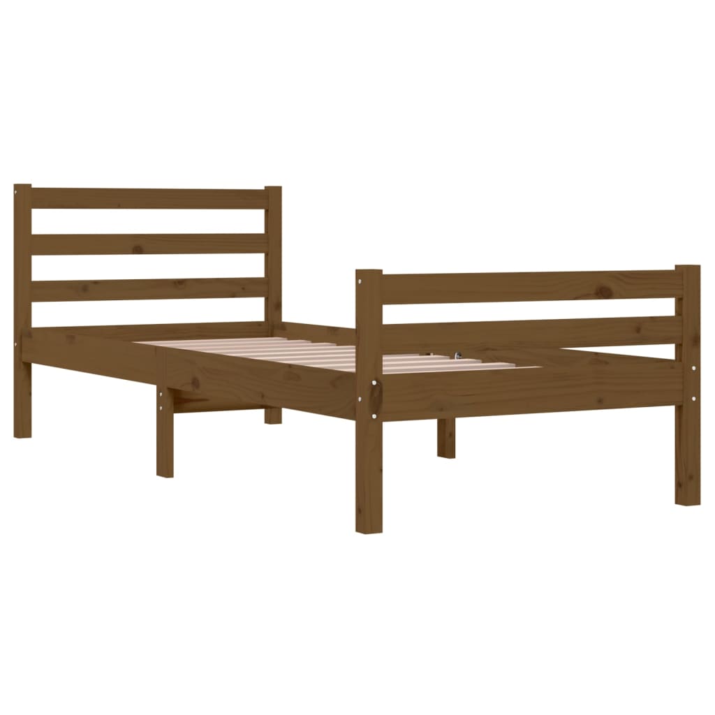 Bed Frame without Mattress Honey Brown Solid Wood 90x190 cm