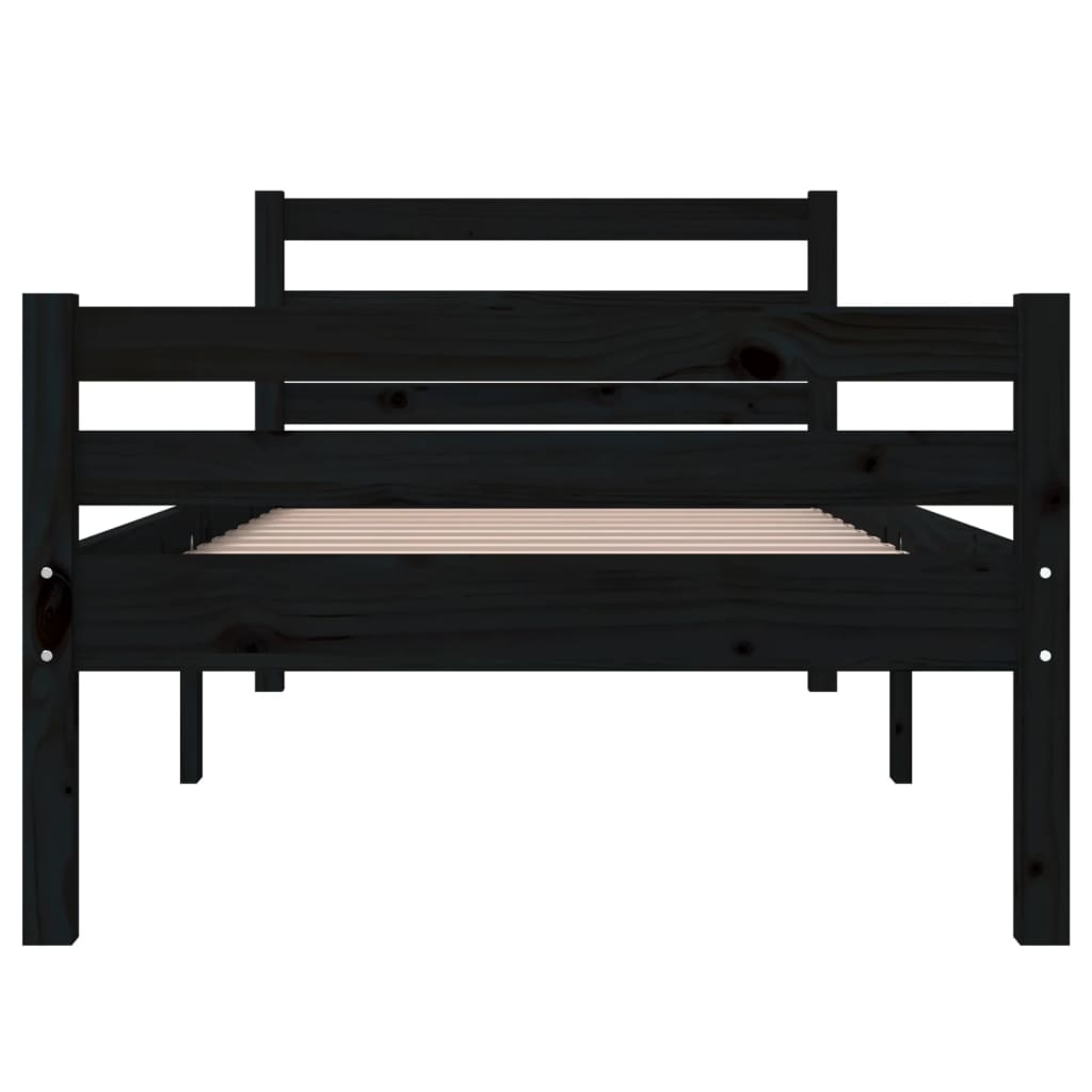 Bed Frame without Mattress Black Solid Wood 90x190 cm