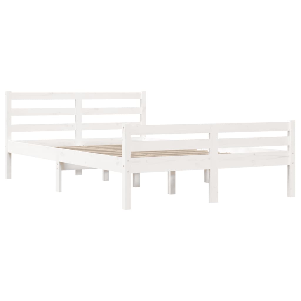 Bed Frame without Mattress White Solid Wood 150x200 cm