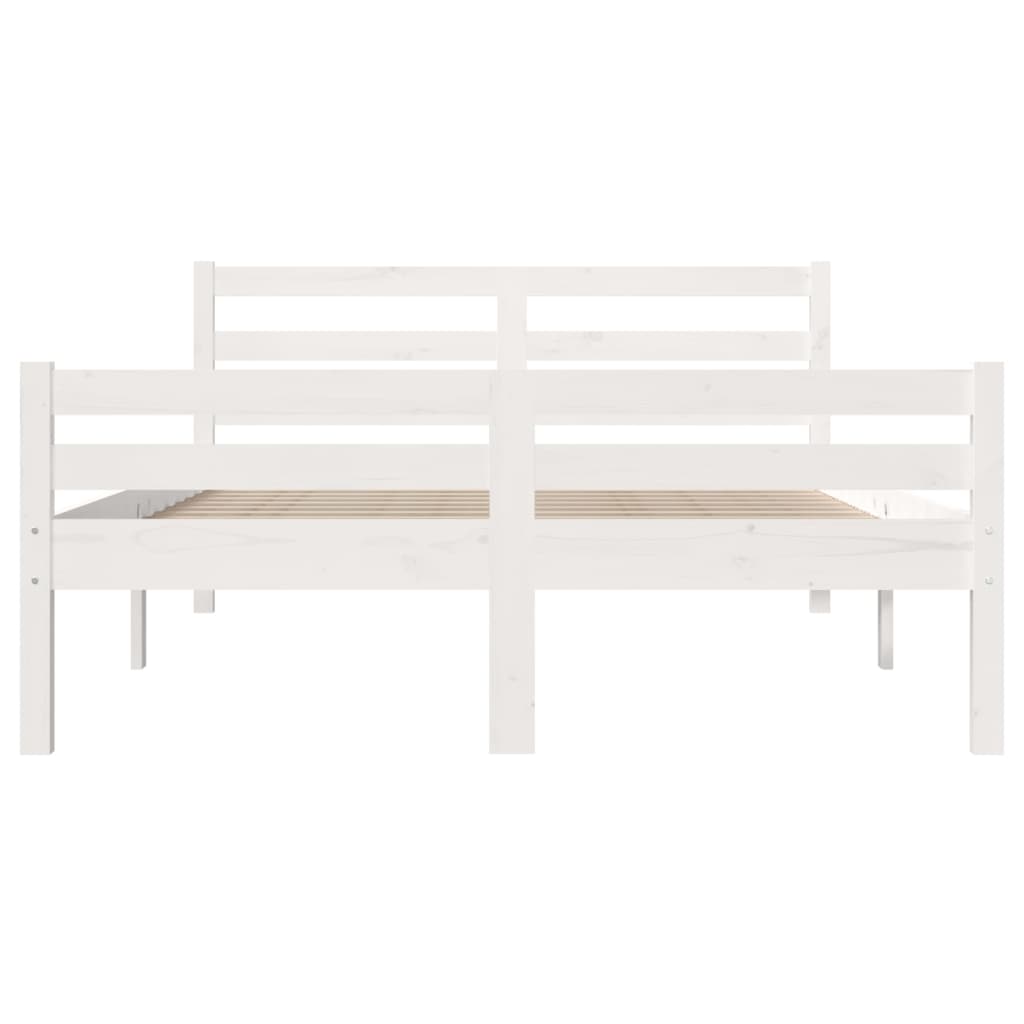 Bed Frame without Mattress White Solid Wood 150x200 cm