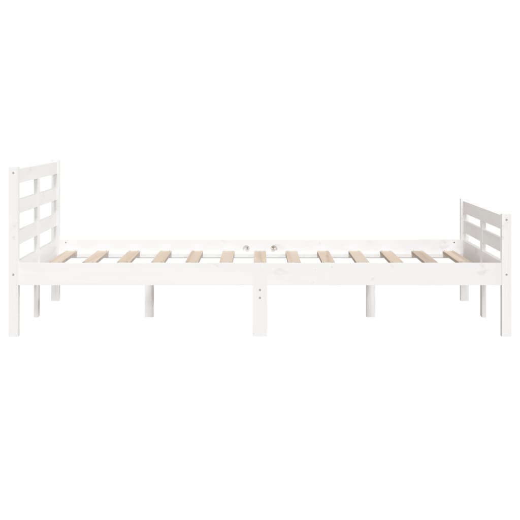 Bed Frame without Mattress White Solid Wood 150x200 cm