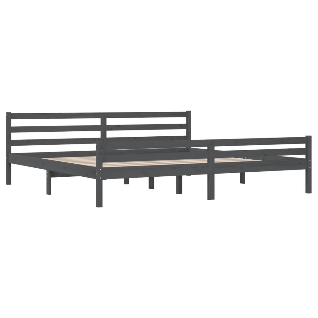 Bed Frame without Mattress Grey Solid Wood 183x203 cm King