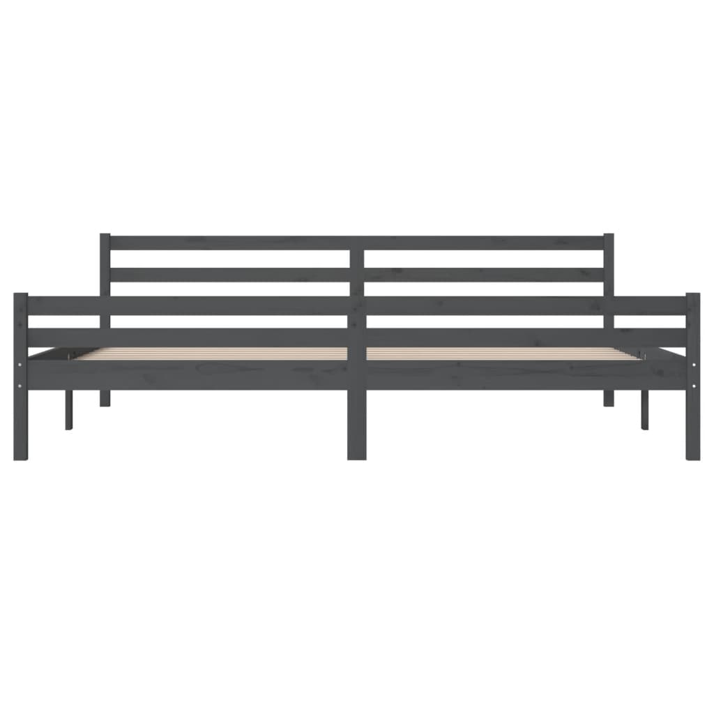 Bed Frame without Mattress Grey Solid Wood 183x203 cm King