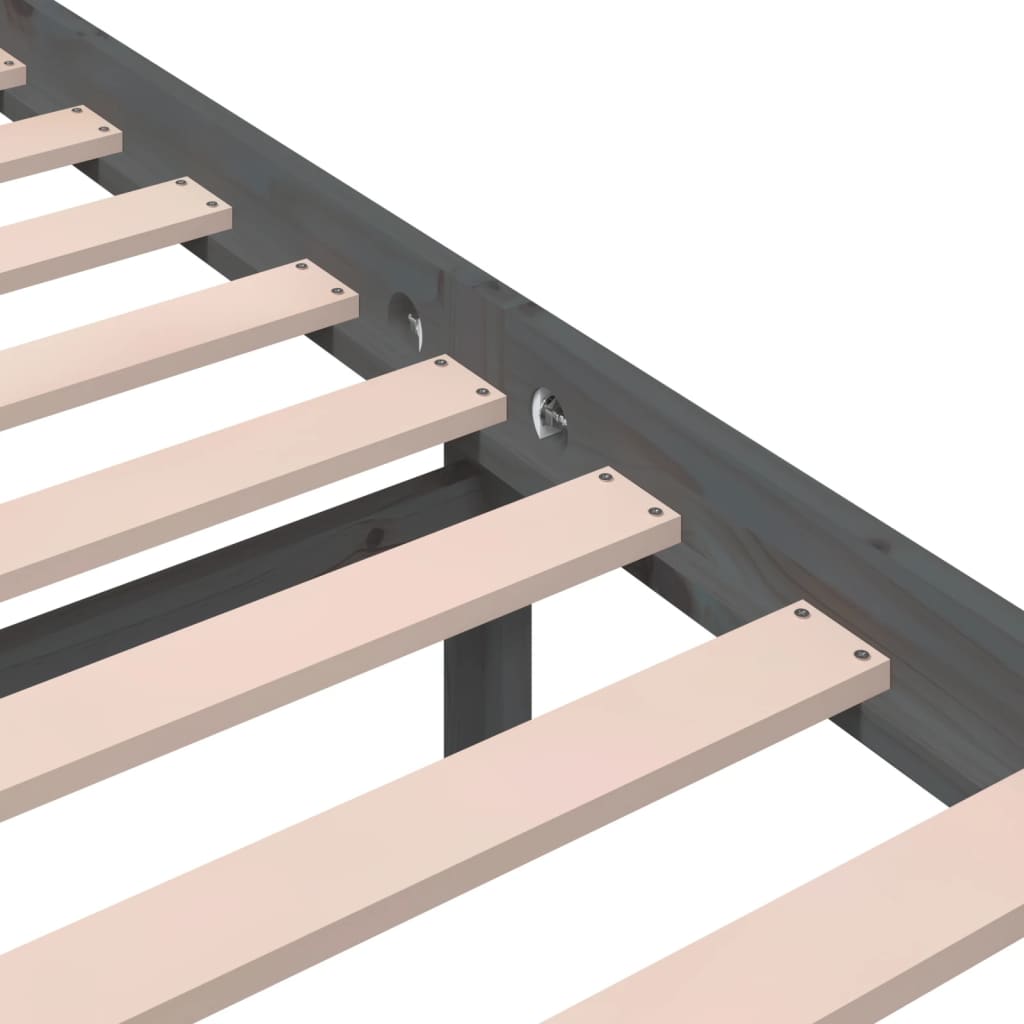 Bed Frame without Mattress Grey Solid Wood 183x203 cm King