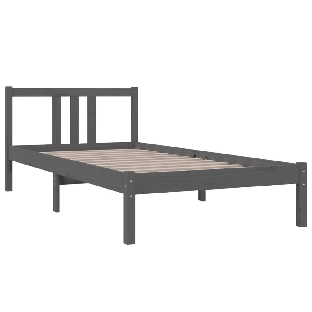 Bed Frame without Mattress Grey Solid Wood 90x190 cm