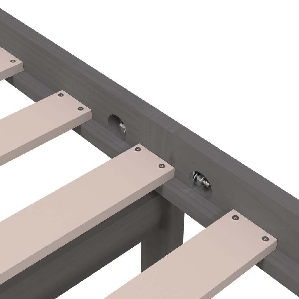 Bed Frame without Mattress Grey Solid Wood 90x190 cm