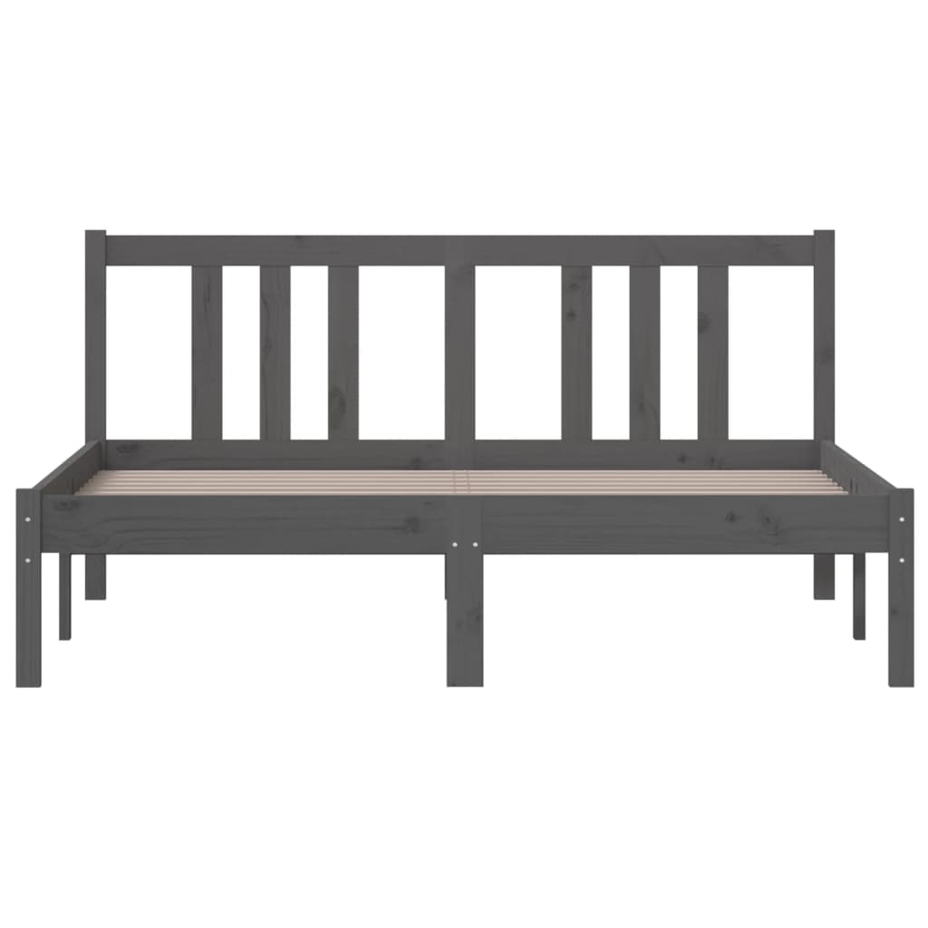 Bed Frame without Mattress Grey Solid Wood 135x190 cm