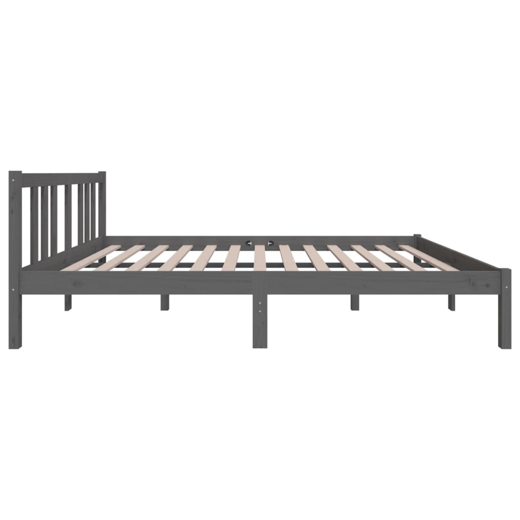 Bed Frame without Mattress Grey Solid Wood 135x190 cm