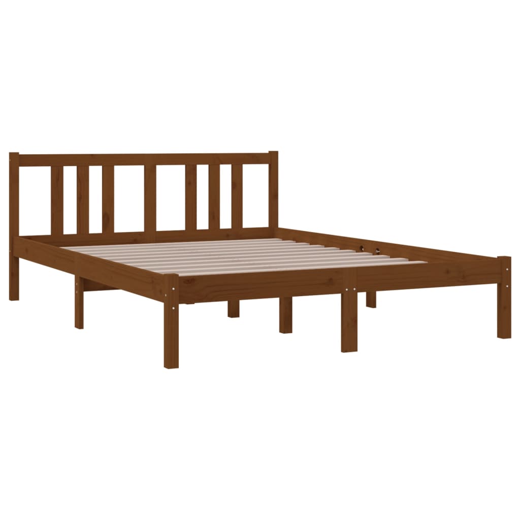Bed Frame without Mattress Honey Brown Solid Wood 135x190 cm