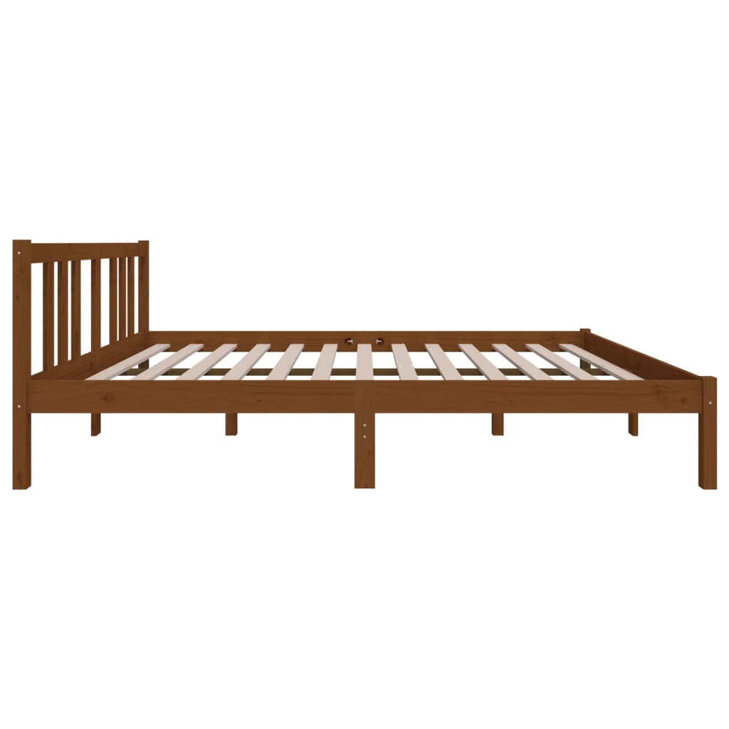 Bed Frame without Mattress Honey Brown Solid Wood 135x190 cm