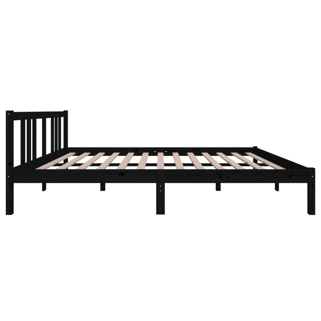 Bed Frame without Mattress Black Solid Wood 150x200 cm