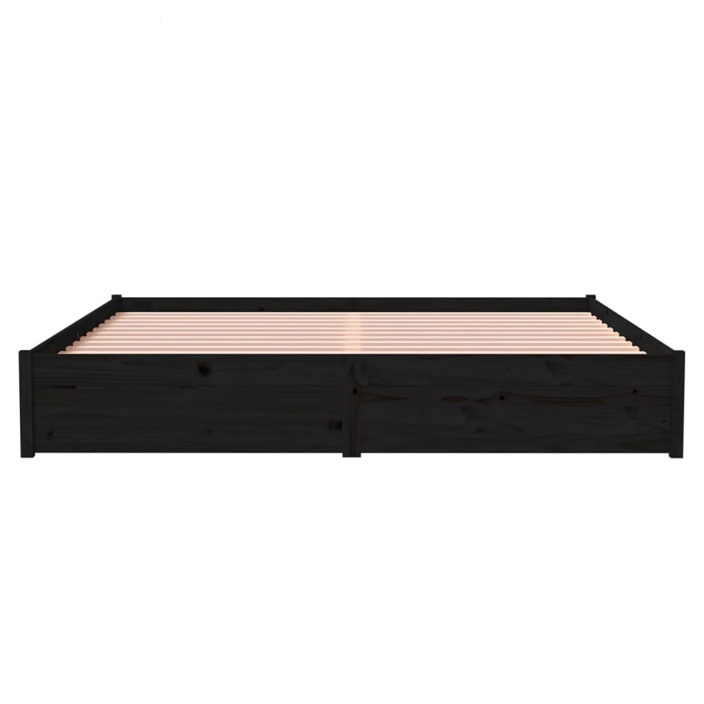 Bed Frame without Mattress Black Solid Wood 183x203 cm King