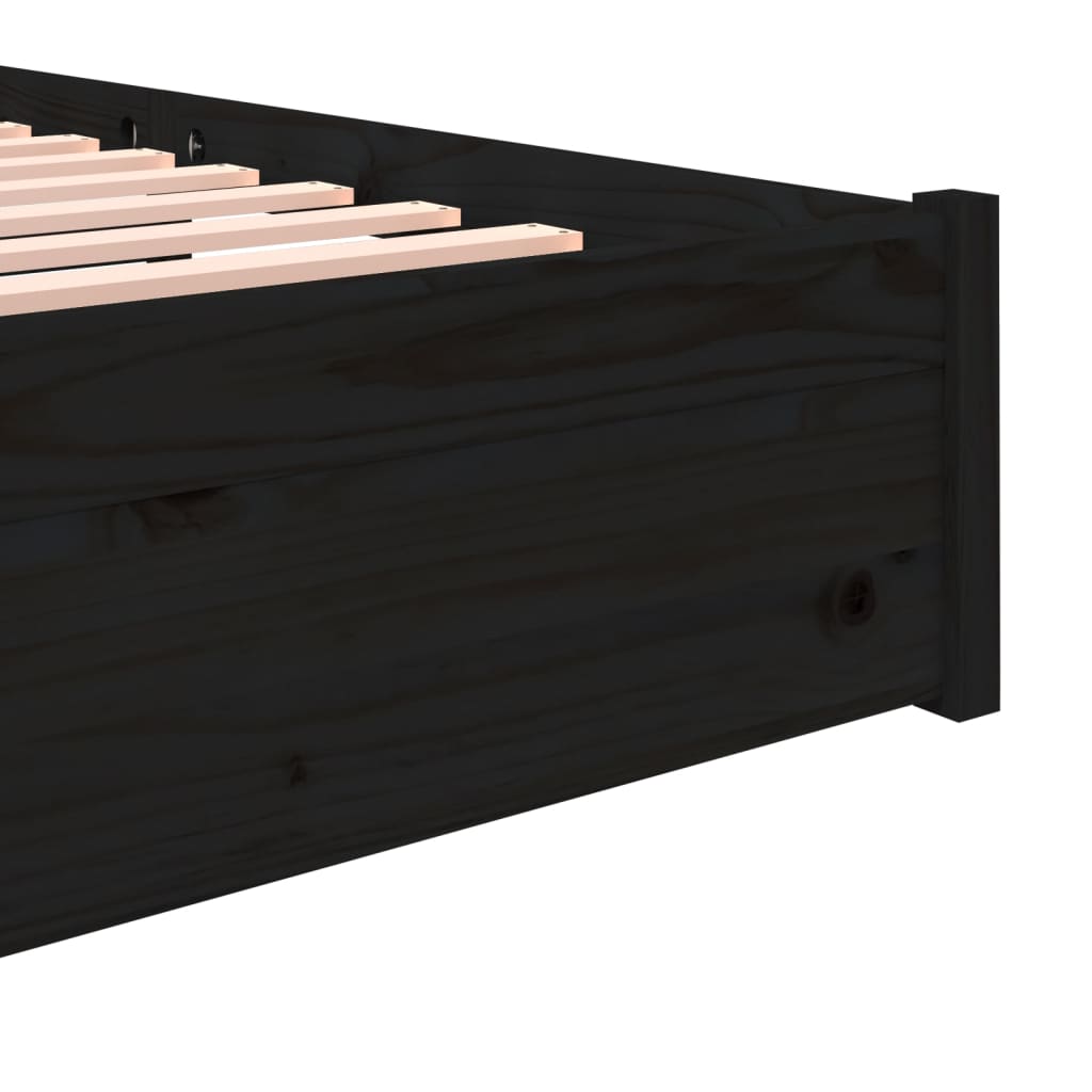 Bed Frame without Mattress Black Solid Wood 183x203 cm King