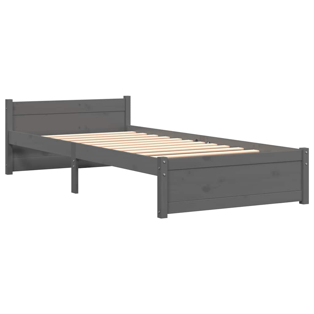 Bed Frame without Mattress Grey Solid Wood 90x190 cm