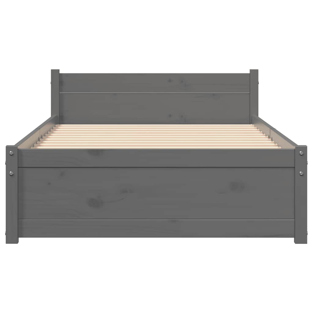 Bed Frame without Mattress Grey Solid Wood 90x190 cm