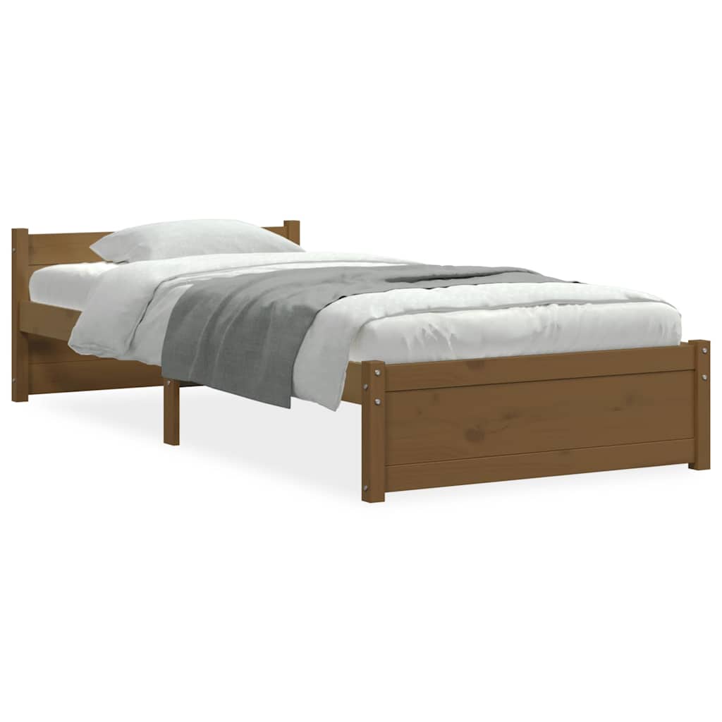 Bed Frame without Mattress Honey Brown Solid Wood 90x190 cm