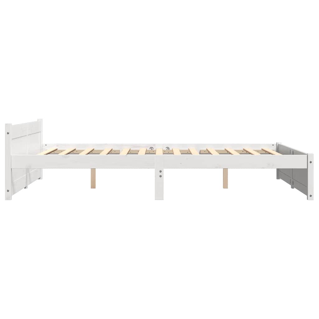 Bed Frame without Mattress White Solid Wood 135x190 cm