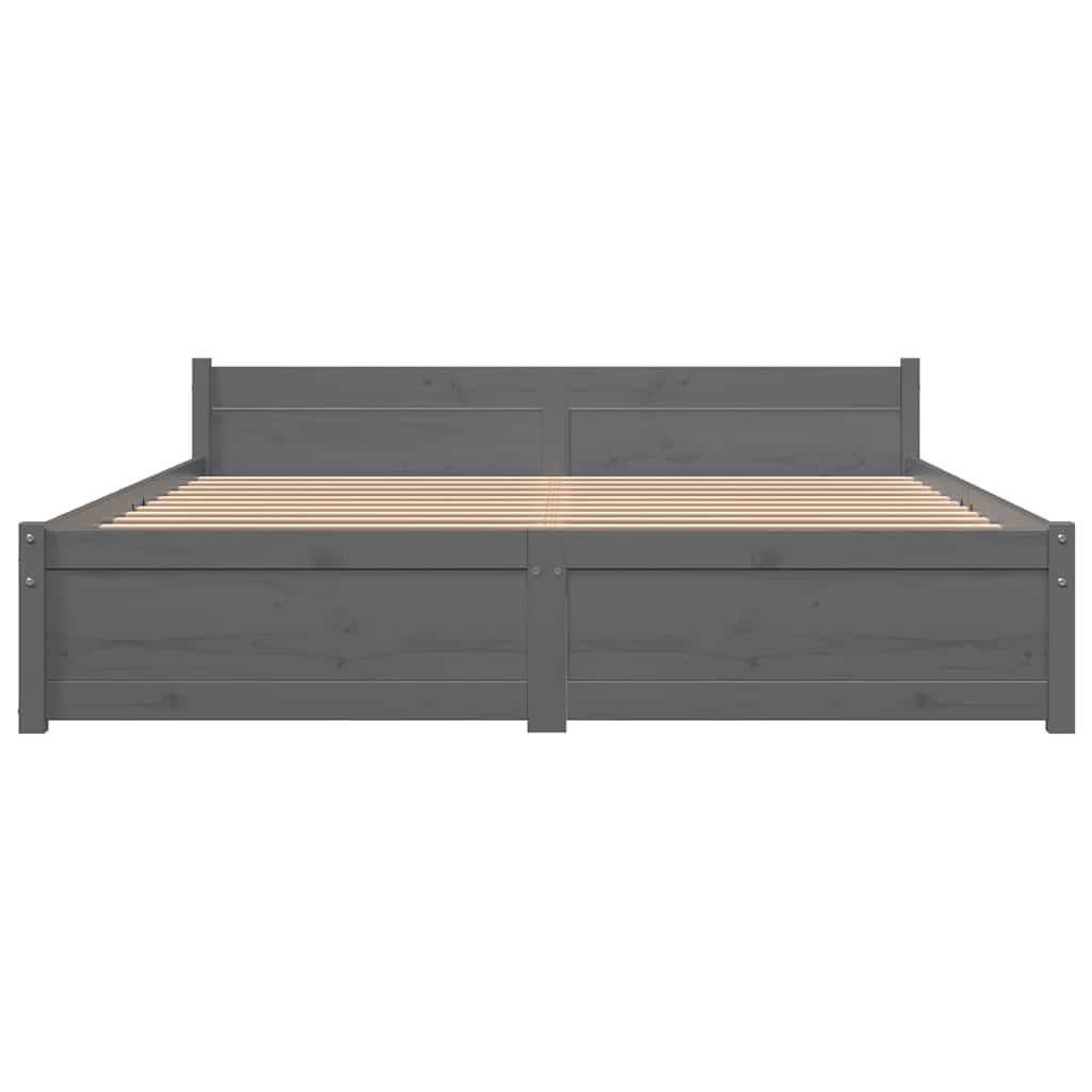 Bed Frame without Mattress Grey Solid Wood 135x190 cm