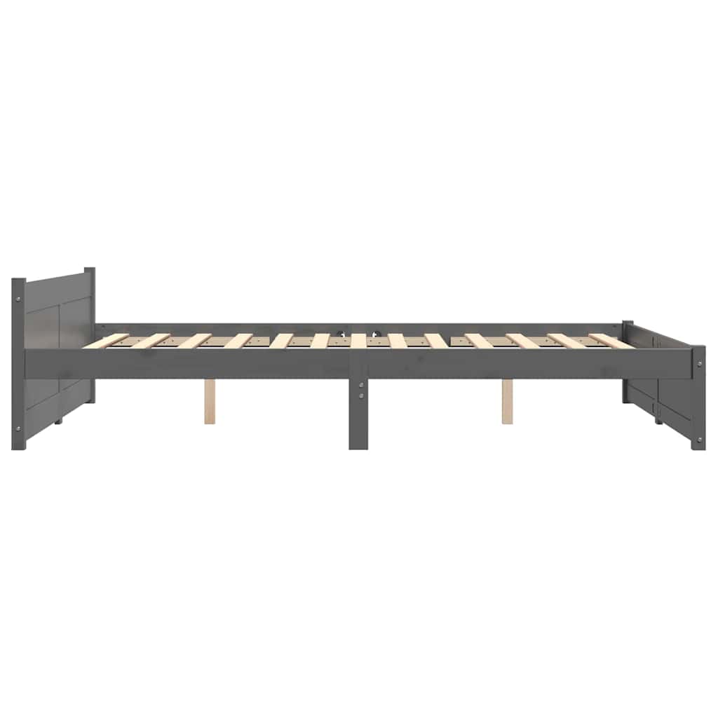 Bed Frame without Mattress Grey Solid Wood 135x190 cm
