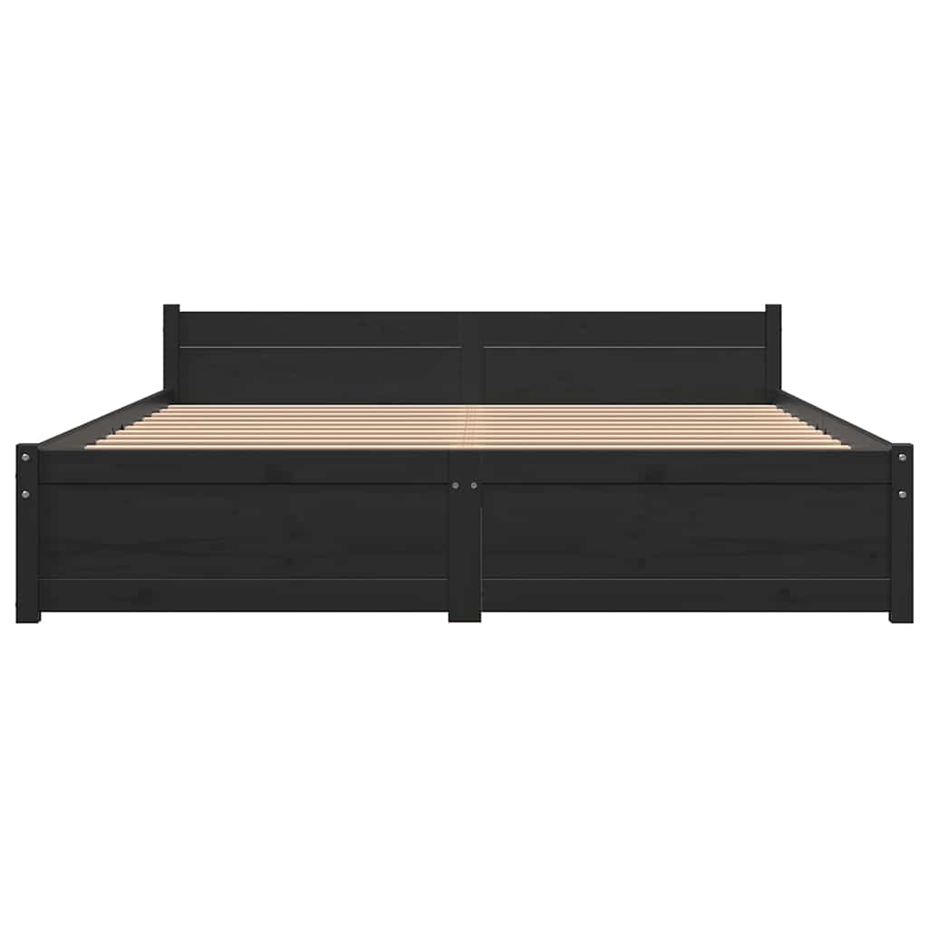 Bed Frame without Mattress Black Solid Wood 135x190 cm