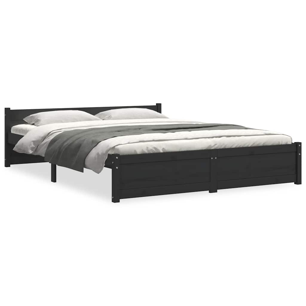 Bed Frame without Mattress Black Solid Wood 150x200 cm