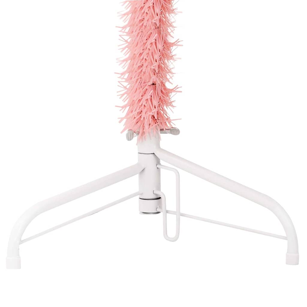 Slim Artificial Half Christmas Tree with Stand Pink 180 cm