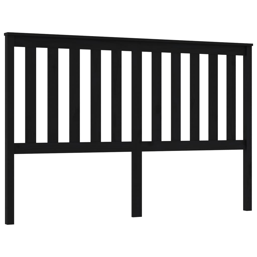 Bed Headboard Black 156x6x101 cm Solid Wood Pine