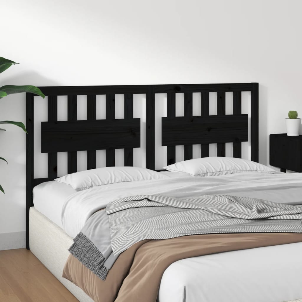 Bed Headboard Black 155.5 cm Solid Wood Pine
