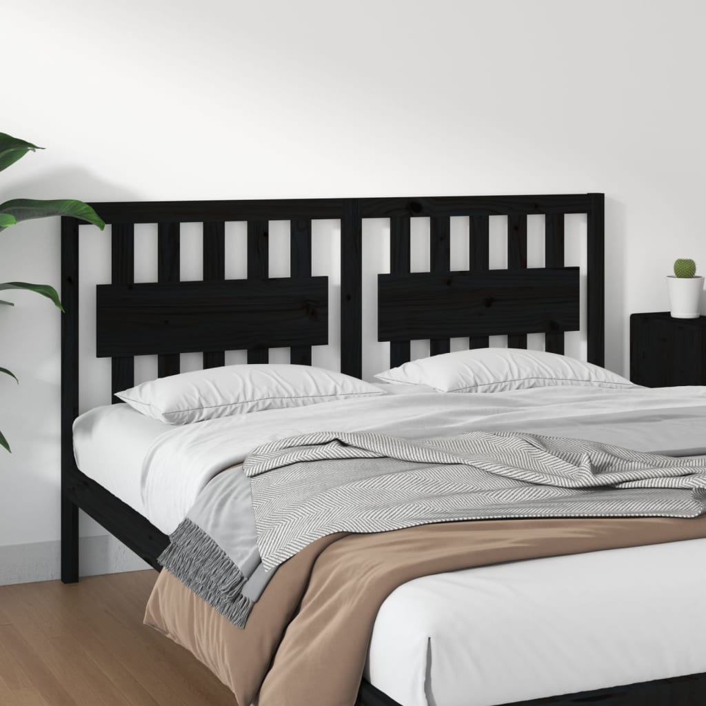 Bed Headboard Black 155.5 cm Solid Wood Pine