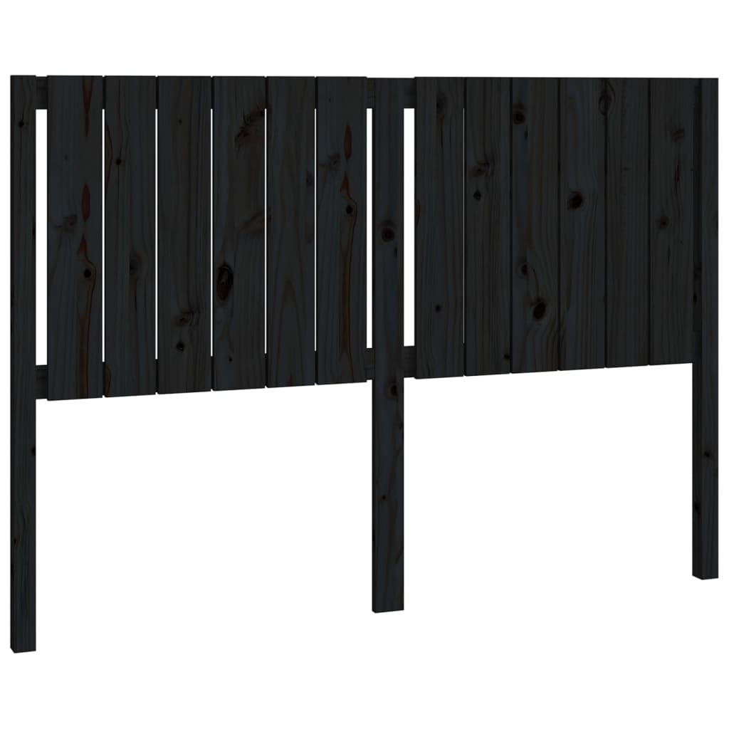 Bed Headboard Black 140.5x4x100 cm Solid Wood Pine